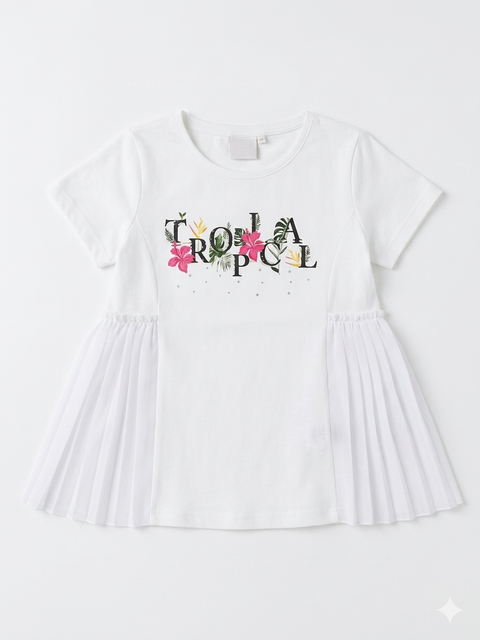 Ativo Girl's White Printed Dress | Ativo In Lebanon