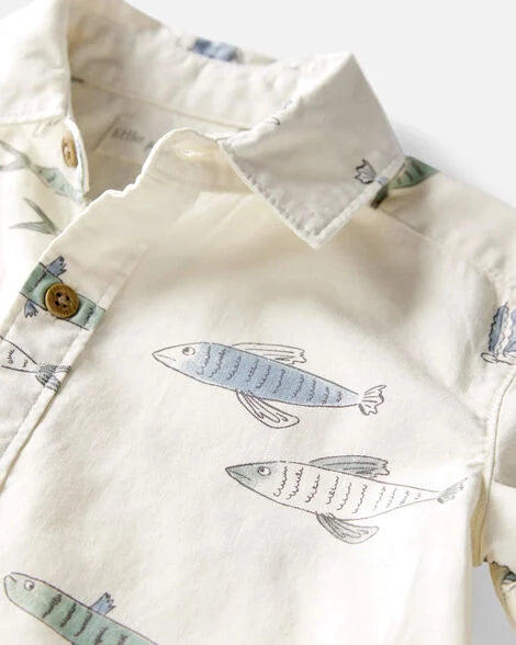 Carter's Baby Boy's Off White Fish Printed Shirt | Carter's In Lebanon