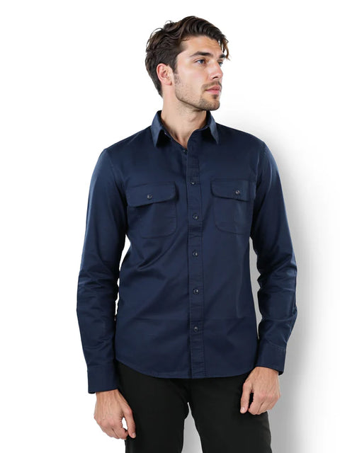Celio Men's Navy Solid Regular Fit Shirt | Celio In Lebanon