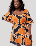 V By Very  Women's Black & Orange  Dress UJPW7 FE624