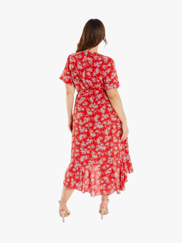 Quiz Women's Red Floral Wrap Dress UNHUA FE232