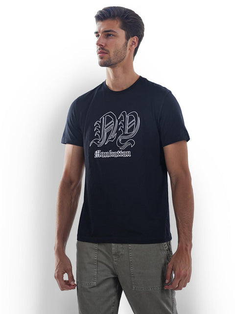 Celio Men's Black Printed Straight Fit Cotton T-Shirt | Celio in Lebanon