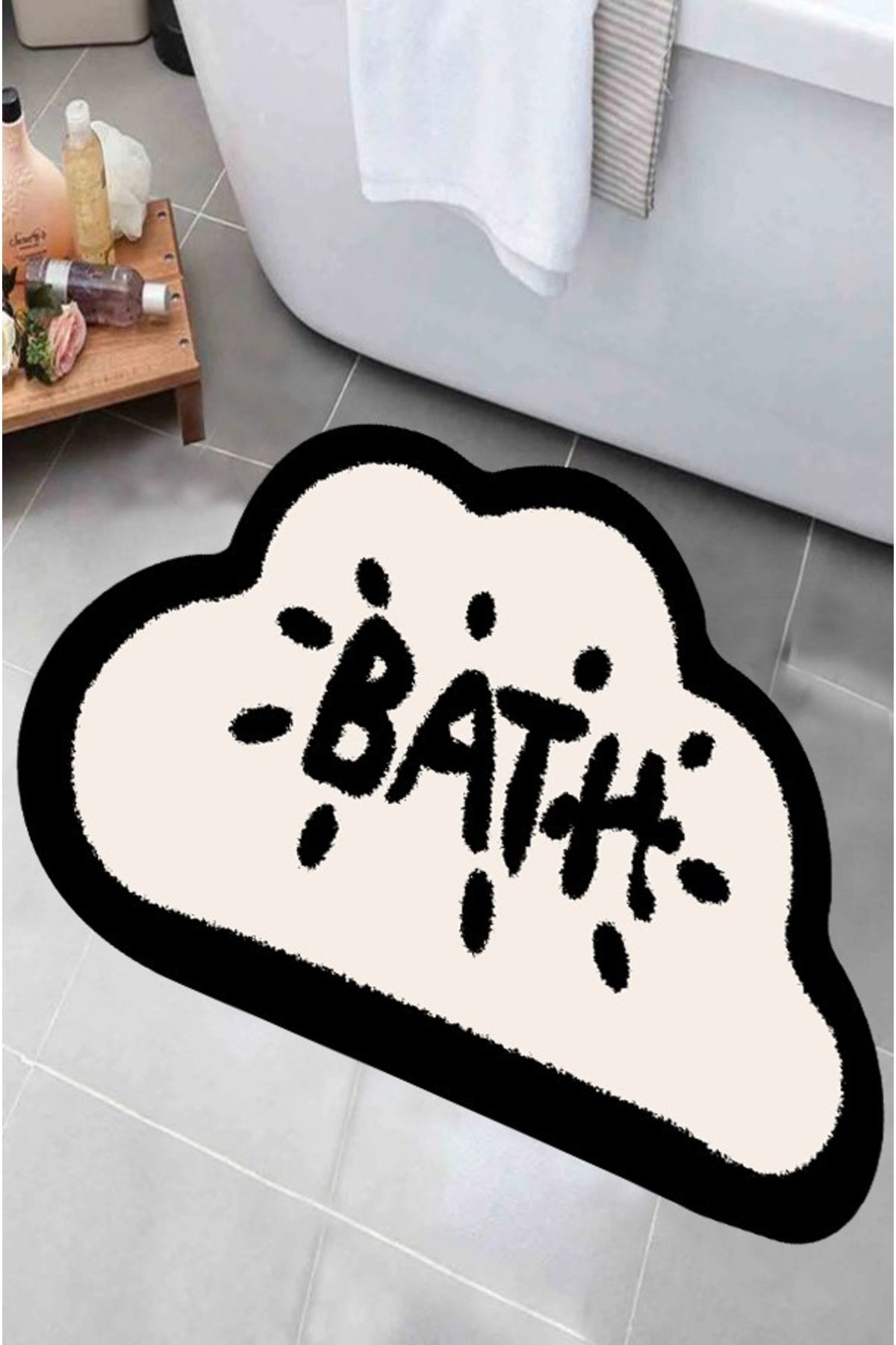Bino BINO Loofah Non-Slip Bath Mat for Tub, Light Grey - Quick