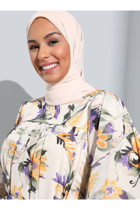 SD Hijab Women's Multicolor Balloon Sleeve  Chiffon Hijab Dress TR424b shr
