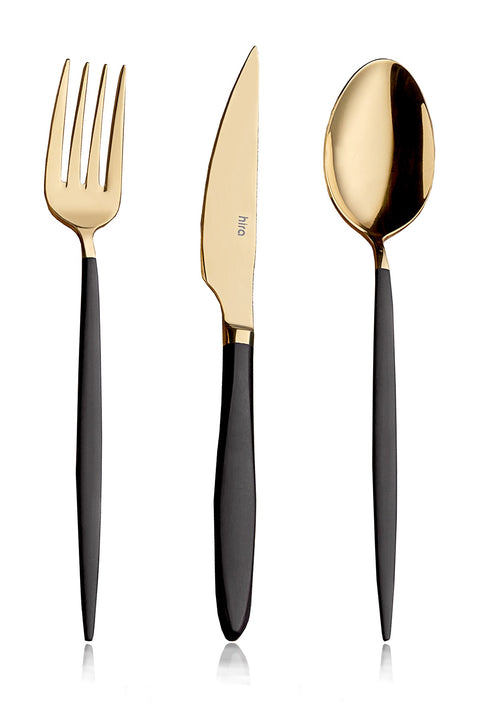 SD Home Gold And Black Pearl 18 Pieces Cutlery Set TR100