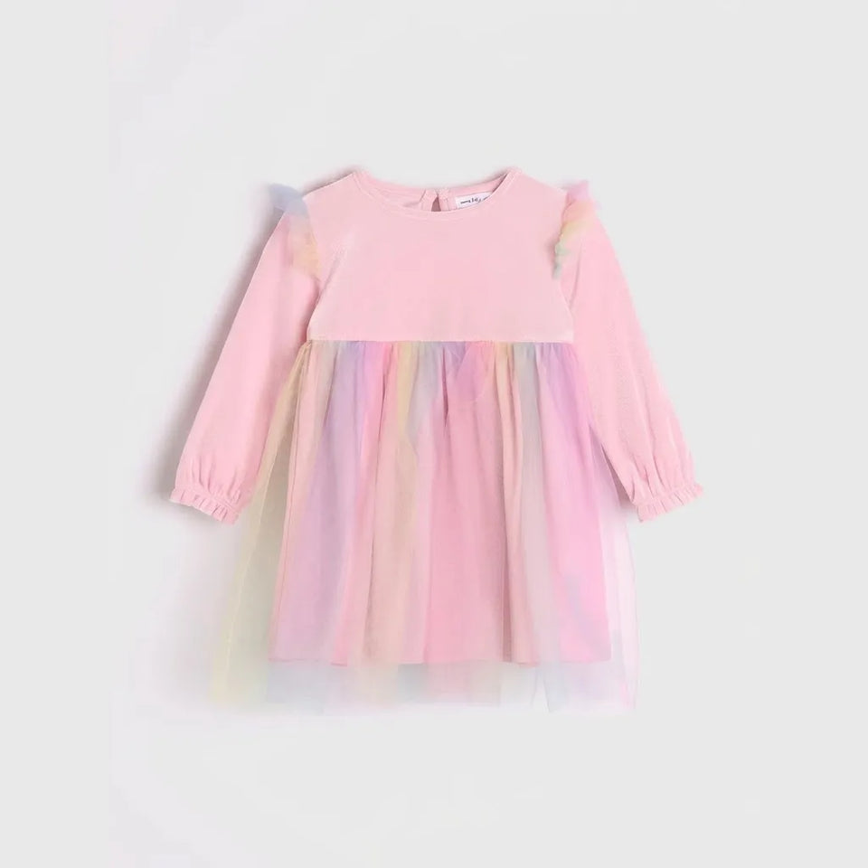Sinsay Baby Girl's Multicolor Long Sleeve Ruffled Dress