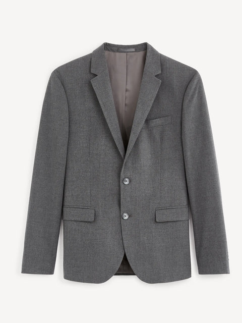 Celio Men's Grey Slim Fit Buamaury Blazer | Celio In Lebanon