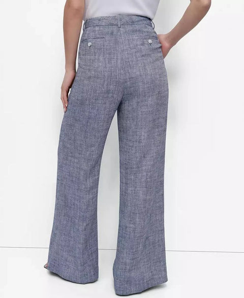 DKNY Women's Light Blue Petite High Rise Wide-Leg Pants | DKNY In Lebanon