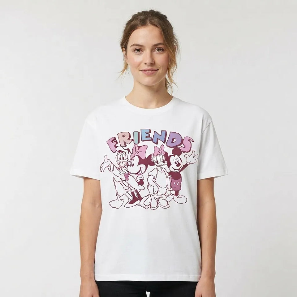 Disney Women's White Graphic Of Disney's 'Friends' Short-Sleeve T-Shirt