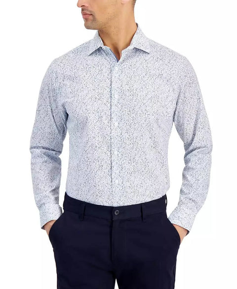 Bar III Men's Blue & White Slim-Fit Contrast Vine Dress Shirt | Bar III In Lebanon