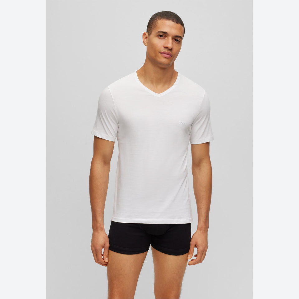 Boss Men's White V-Neck Short Sleeve T-Shirt