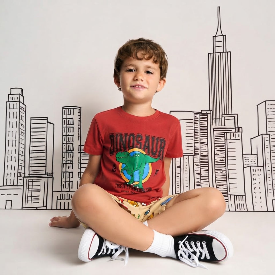Sinsay Boy's Red Short Sleeve Printed T-Shirt