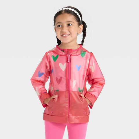 Cat & Jack Girl's Pink Heart Printed Clear Rain Jacket | Cat & Jack In Lebanon