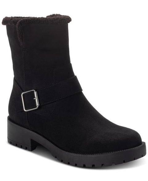 Style & Co Women's Fleurr Belt Lug Booties, Created for Macy's - Black Mc