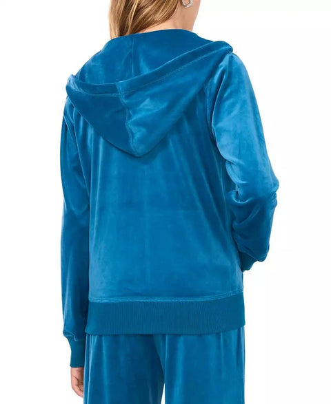 Vince Camuto Women's Teal Velour Rhinestone-Logo Hoodie|Vince Camuto In Lebanon