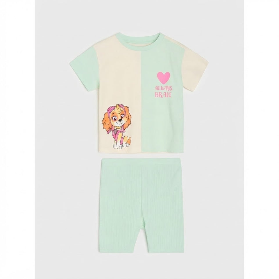 Sinsay Baby Girl's Off White & Green Short Sleeve 2-Piece Set