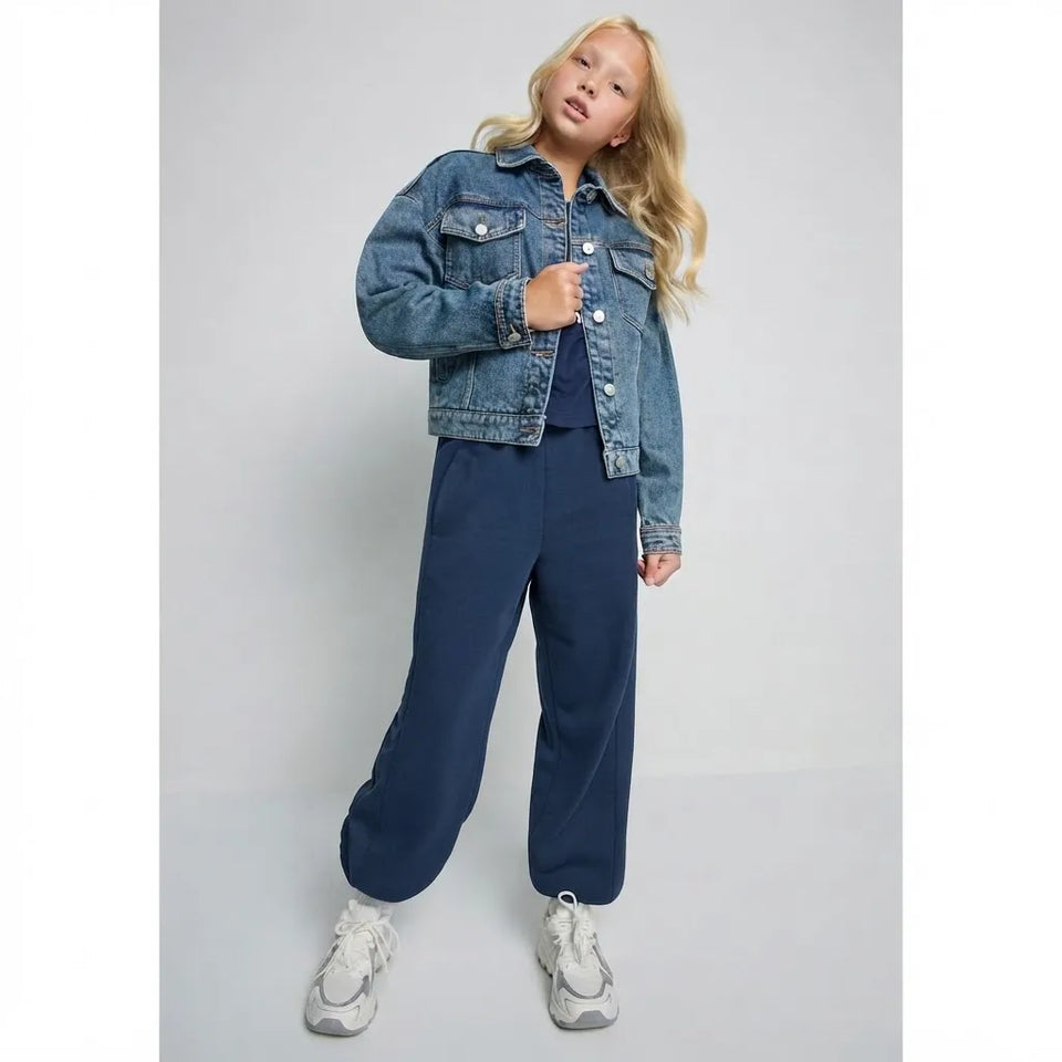 Sinsay Girl's Navy Blue Pull On Style with Elasticated Waistband Sweatpants