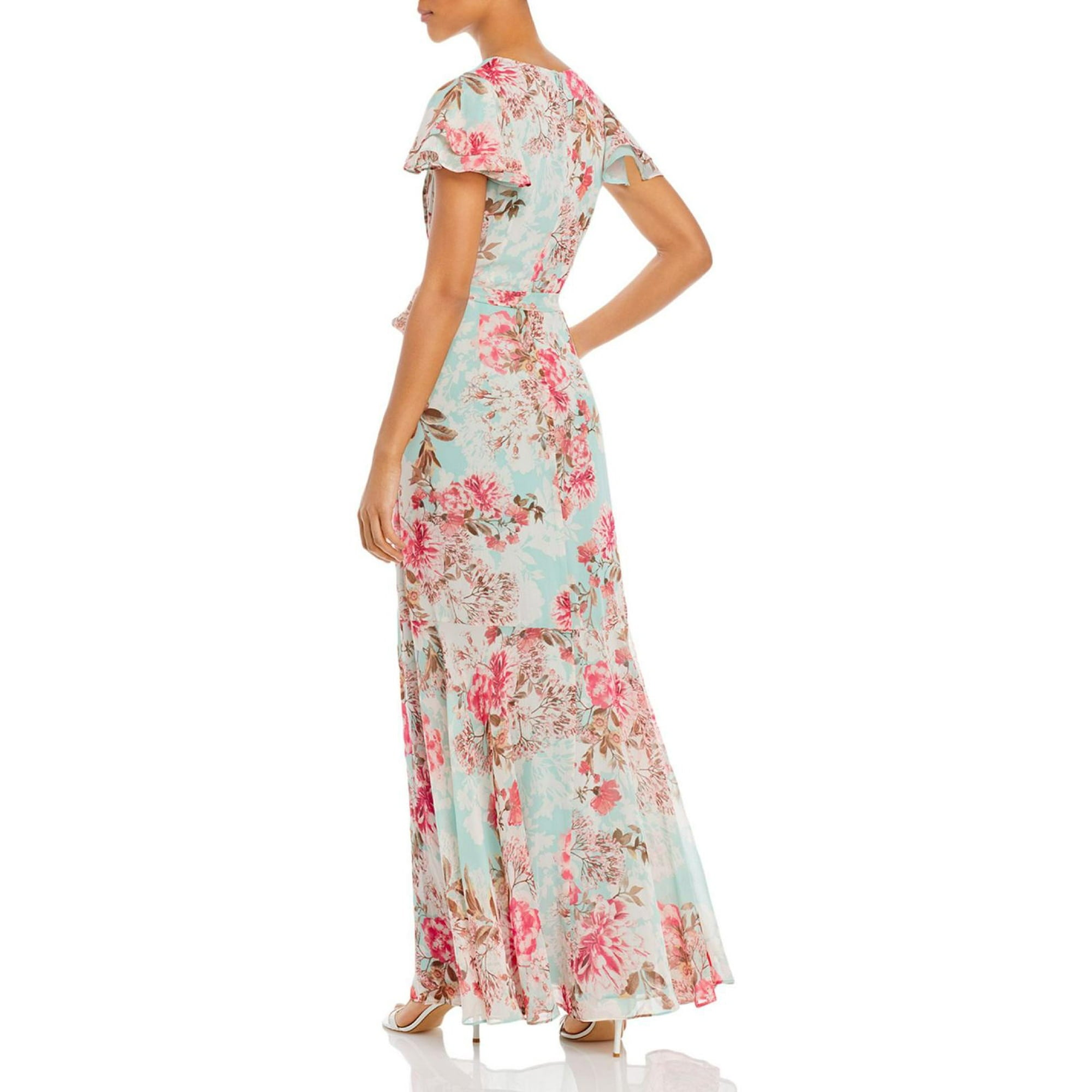 Eliza J Women's Aqua Flutter Sleeve Long Maxi Dress | Eliza J In Lebanon