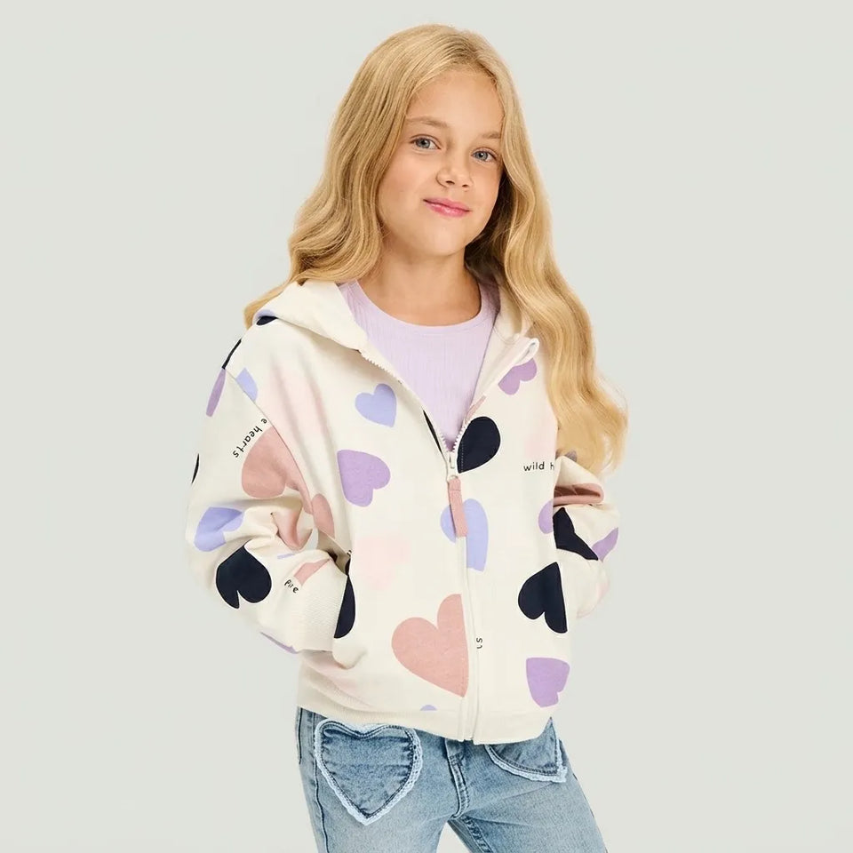 Sinsay Girls' Cream MultiZip-Up Hooded Jacket