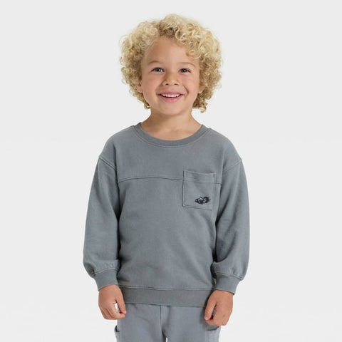 Cat & Jack Boy's Grey Washed French Terry Sweatshirt | Cat & Jack In Lebanon