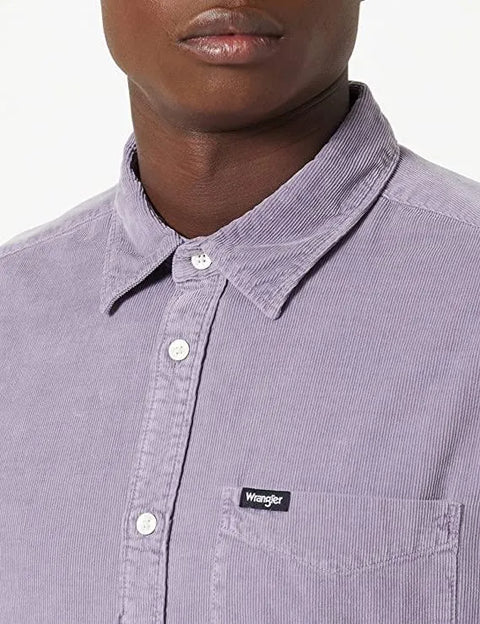 Wrangler Men's Lilac Corduroy Logo 1 Pocket Shirt | Wrangler In Lebanon