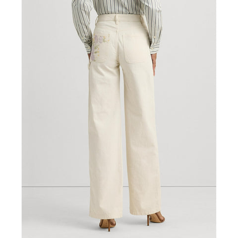 Lauren Ralph Lauren Women's Creme Printed High-Rise Wide Mascarpone Jeans | Lauren Ralph Lauren In Lebanon