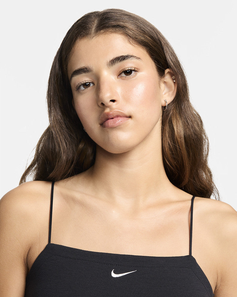 Nike Women's Black Sportswear Chill Knit Mini-Ribbed Camisole Dress | Nike In Lebanon