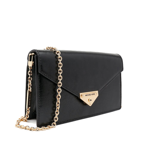 Michael Kors Women's Black Grace Metallic Leather Medium Envelope Clutch | Michael Kors In Lebanon