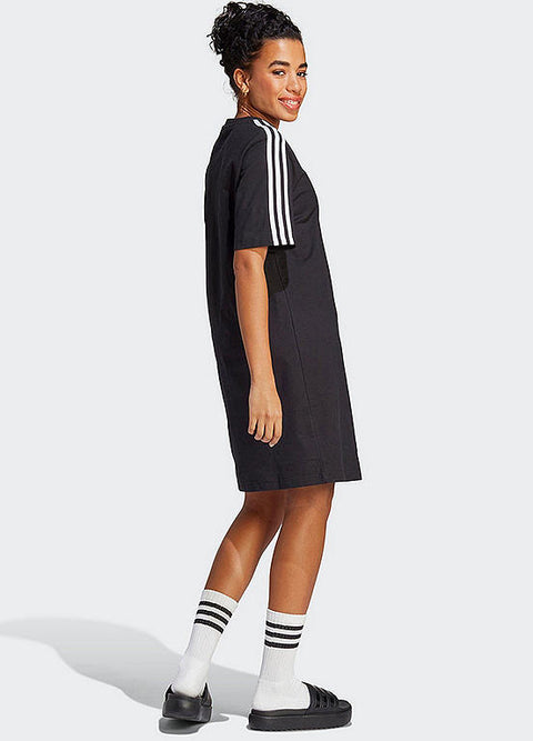 Adidas Women's Black & White 3-Stripes Short Sleeve Single Shirt Dress | Adidas In Lebanon