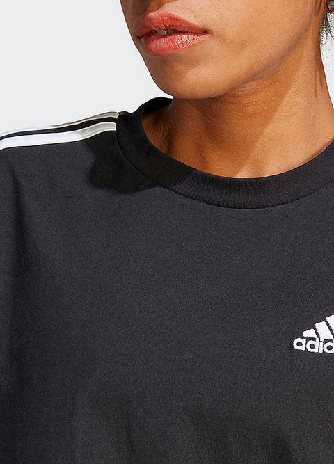 Adidas Women's Black & White 3-Stripes Short Sleeve Single Shirt Dress | Adidas In Lebanon