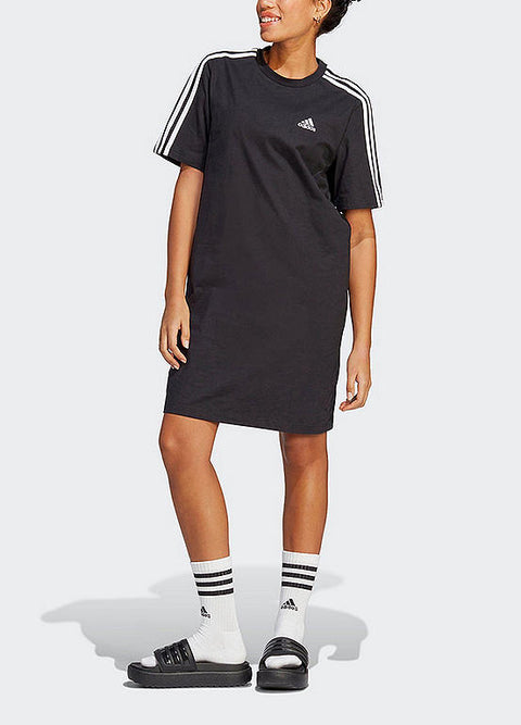 Adidas Women's Black & White 3-Stripes Short Sleeve Single Shirt Dress | Adidas In Lebanon