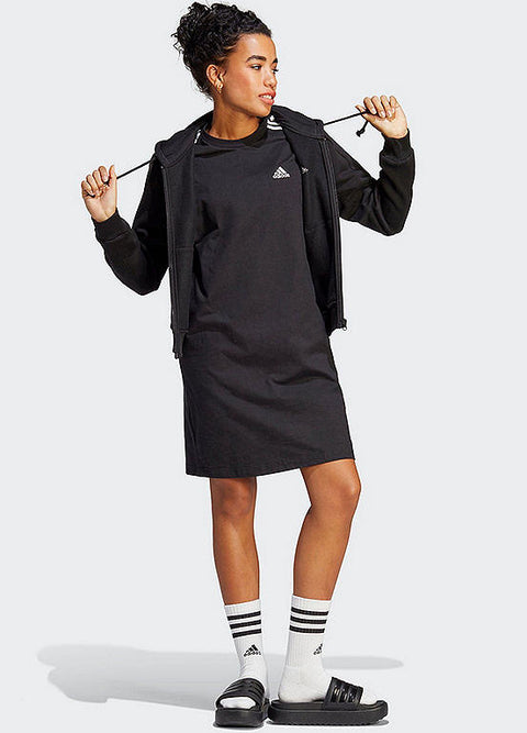 Adidas Women's Black & White 3-Stripes Short Sleeve Single Shirt Dress | Adidas In Lebanon