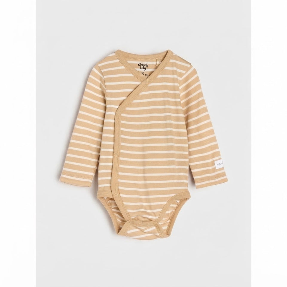 Sinsay Baby Boy's Beige Striped 2 Pack Long Sleeve Bodysuits