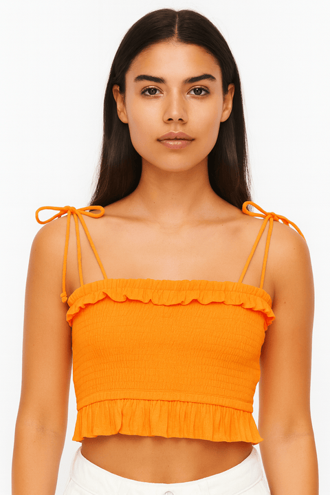 ASYOU Women's Orange Sleeveless Crop-Top ANF2799