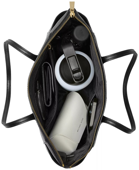 Michael Kors Women's Black Marilyn Medium Top-Zip Leather Tote | Michael Kors In Lebanon