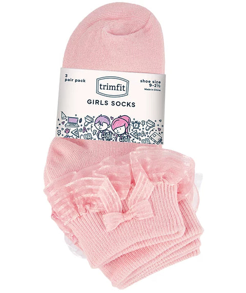 Trimfit Girl's Pink/White 3-Pack Decorative Socks | Trimfit In Lebanon