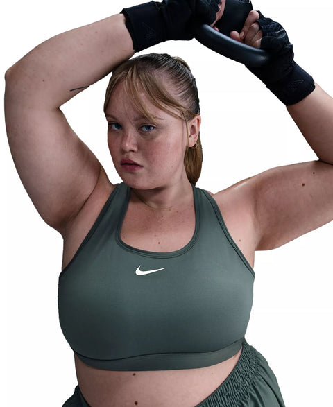 Nike Women's Green Plus Size Active Medium-Support Padded Logo Sports Bra | Nike In Lebanon