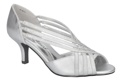 Easy Street Women's Silver Metallic Oceana Heeled Sandal | Easy Street In Lebanon