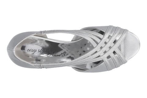Easy Street Women's Silver Metallic Oceana Heeled Sandal | Easy Street In Lebanon