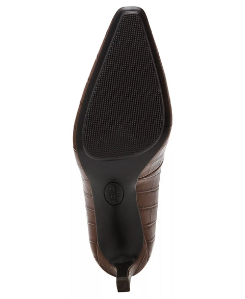 Brown leather boot with black sole on a white background