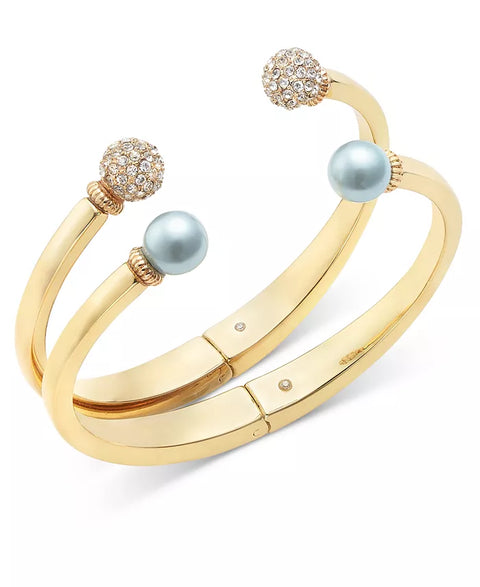 Charter Club Women's Gold-Tone 2-pcs Set Pavé Fireball & Color Imitation Pearl Cuff Bracelets | Charter Club In Lebanon