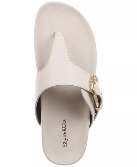 Style & Co Women's White Zayaa Buckles Flat Slippers | Style & Co In Lebanon
