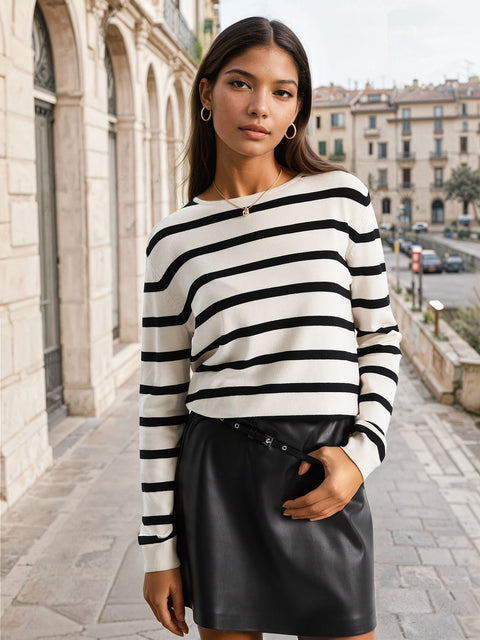 Sinsay Women's Off-White/Black Striped Sweater | Sinsay In Lebanon