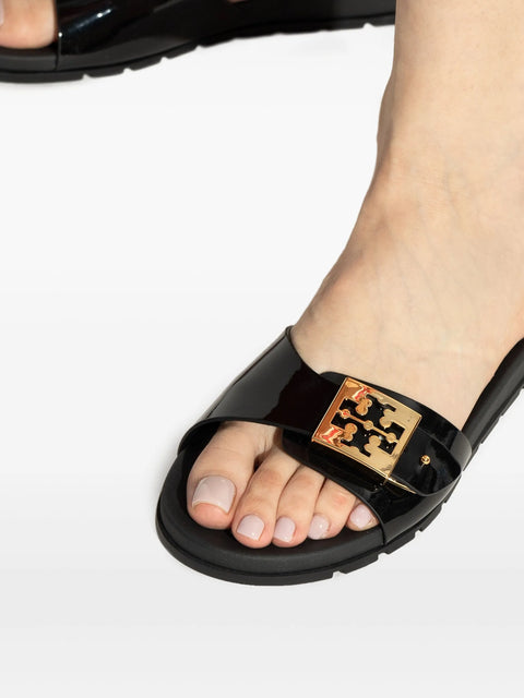 Tory Burch Women's Black Logo-Buckle Slides Slipper |Tory Burch In Lebanon