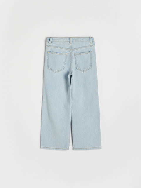 Light blue jeans on a white background