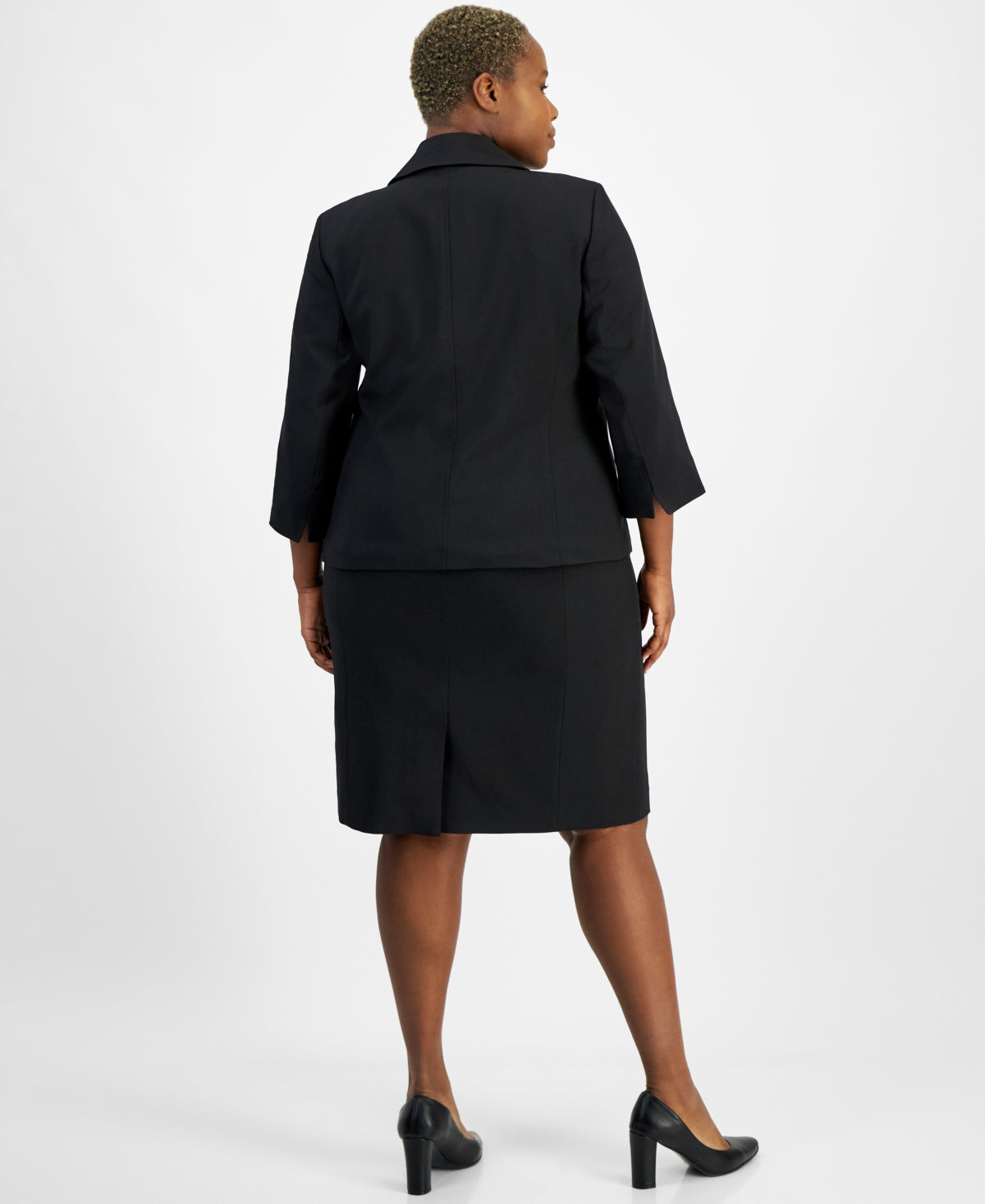 LE SUIT Women's Black Plus Size Button-front Boxy Jacket & Sheath Dress | LE SUIT In Lebanon