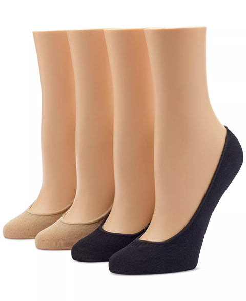 Hue Women's Beige & Black Hidden Cotton No Show 4 Pack Socks|Hue In Lebanon