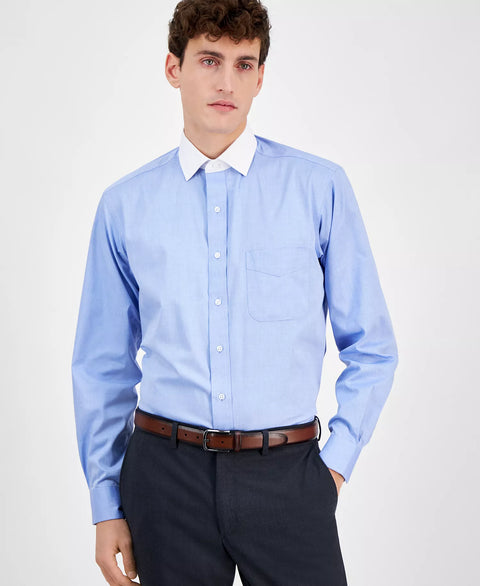 Club Room Men's Blue Pinpoint Solid Dress Shirt  | Club Room In Lebanon