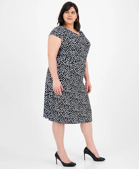 Kasper Women's Black Plus Size Pull-On Polka-Dot Midi Skirt | Kasper In Lebanon