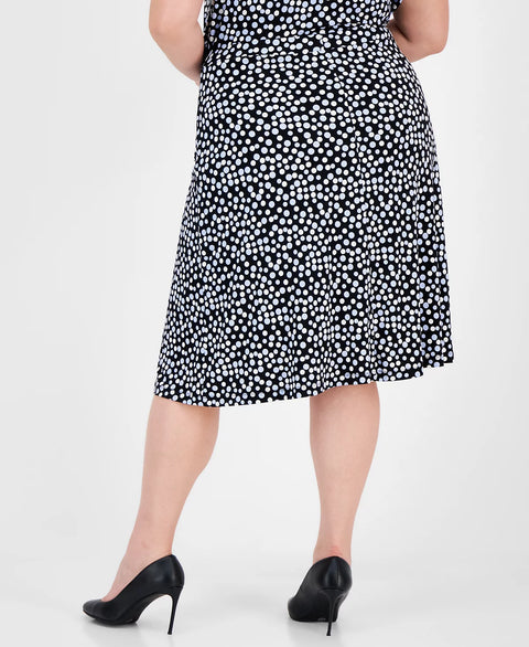Kasper Women's Black Plus Size Pull-On Polka-Dot Midi Skirt | Kasper In Lebanon